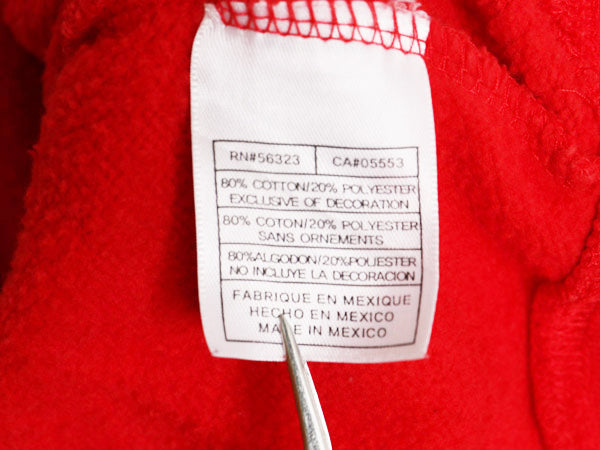 00s ナイキ カレッジ 刺繍 スウェット フード パーカー メンズ L オールド トレーナー スウッシュ プルオーバー 裏起毛 ヘビーウェイト 赤