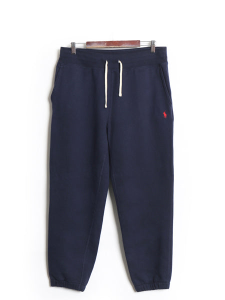 ポロ ラルフローレン ポケット付き スウェット パンツ メンズ L / 古着 裏起毛 トレーナー ワンポイント イージーパンツ シンプル ネイビー