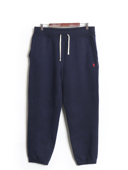 ポロ ラルフローレン ポケット付き スウェット パンツ メンズ L / 古着 裏起毛 トレーナー ワンポイント イージーパンツ シンプル ネイビー