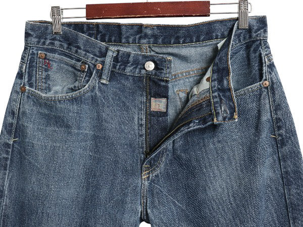ポロ ラルフローレン デニム パンツ メンズ 32 30 / ヴィンテージ 加工 モデル ジーンズ ジーパン ストレート ヒゲ アタリ ハチノス 濃紺