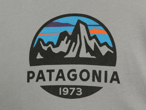 USA製 パタゴニア プリント 半袖 Tシャツ メンズ XXL 18年製 アウトドア フィッツロイ スコープ グラフィック アート 細身 大きいサイズ 灰