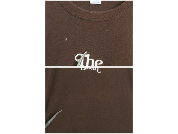 80s メッセージ プリント Tシャツ メンズ XL 古着 ヴィンテージ カットソー シングルステッチ シンプル ラッセル ジョーク 大きいサイズ 茶