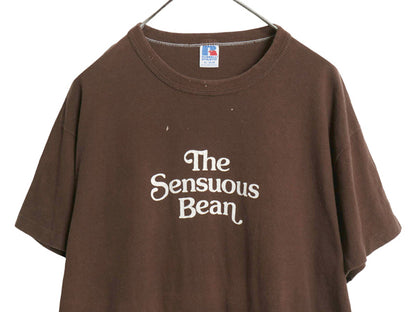 80s メッセージ プリント Tシャツ メンズ XL 古着 ヴィンテージ カットソー シングルステッチ シンプル ラッセル ジョーク 大きいサイズ 茶