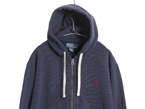 90s ポロ ラルフローレン フルジップ スウェット フード パーカー メンズ XL / オールド トレーナー 裏起毛 ヘビーウェイト 大きいサイズ