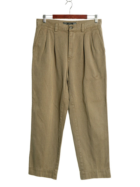 00s オールド ギャップ コットン ツイル パンツ 実寸 32 28 / Relaxed fit スラックス ツータック ストレート ワーク カツラギ ボトムス 茶