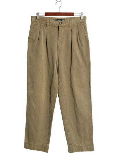 00s オールド ギャップ コットン ツイル パンツ 実寸 32 28 / Relaxed fit スラックス ツータック ストレート ワーク カツラギ ボトムス 茶