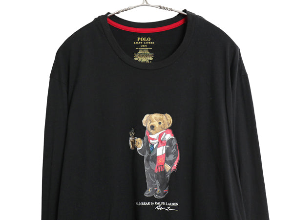 ポロベア ポロ ラルフローレン プリント 長袖 Tシャツ メンズ レディース L / キャラクター コットン カットソー ロンT ロングスリーブ 黒