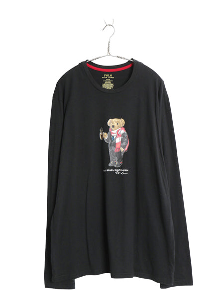 ポロベア ポロ ラルフローレン プリント 長袖 Tシャツ メンズ レディース L / キャラクター コットン カットソー ロンT ロングスリーブ 黒