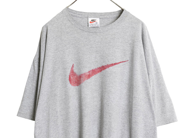 90s USA製 ナイキ ビッグ スウッシュ プリント Tシャツ メンズ XXL オールド ヘビーウェイト グラフィック アート カットソー 大きいサイズ