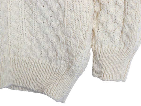 アイルランド製 フィッシャーマン ウール ニット セーター メンズ XXL / 古着 アラン ケーブル クルーネック 大きいサイズ ナチュラル 無地