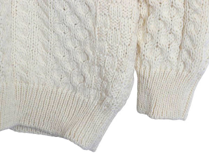 アイルランド製 フィッシャーマン ウール ニット セーター メンズ XXL / 古着 アラン ケーブル クルーネック 大きいサイズ ナチュラル 無地