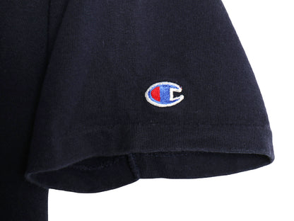 80s USA製 チャンピオン スクリプト ロゴ プリント 半袖 Tシャツ メンズ L ヴィンテージ 100% コットン シングルステッチ ワンポイント 紺