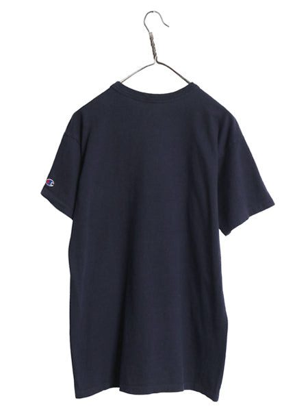 80s USA製 チャンピオン スクリプト ロゴ プリント 半袖 Tシャツ メンズ L ヴィンテージ 100% コットン シングルステッチ ワンポイント 紺