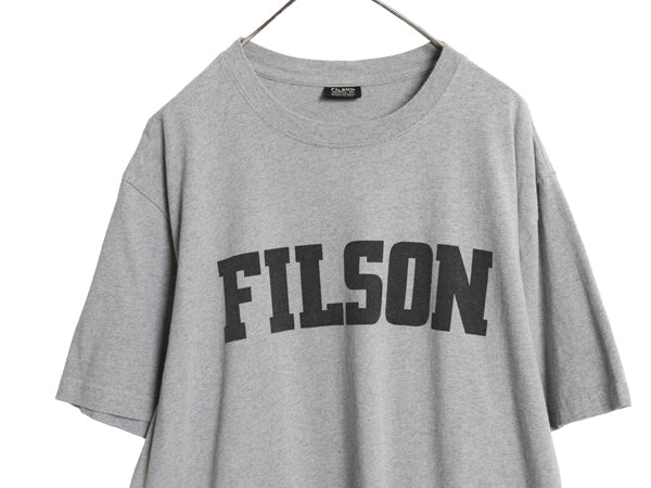 USA製 フィルソン ロゴ プリント 半袖 Tシャツ メンズ XL / アウトドア ヘビーウェイト カットソー シンプル クルーネック 灰 大きいサイズ