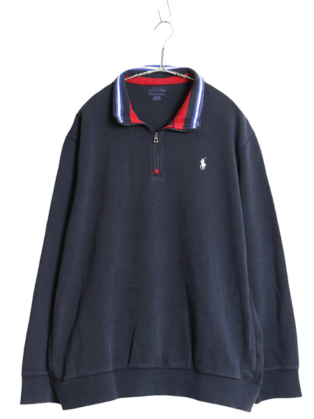ポロ ラルフローレン ハーフジップ 鹿の子 トラック ジャケット メンズ XL ハイネック プルオーバー ブルゾン ジャンパー 大きいサイズ 紺