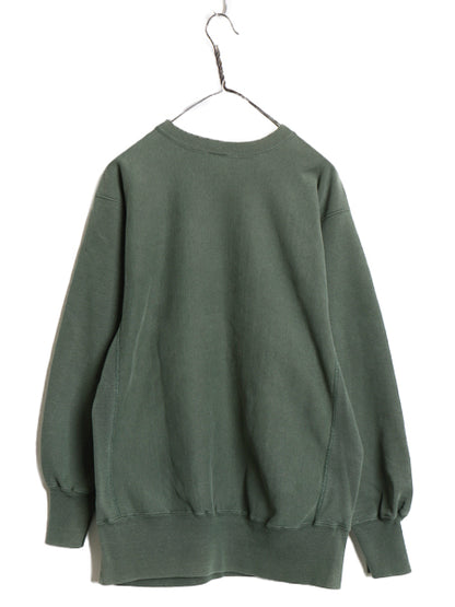 90s USA製 ★ チャンピオン リバースウィーブ スウェット メンズ XL 程 古着 オールド トレーナー ワンポイント 目付き ヘビーウェイト 緑