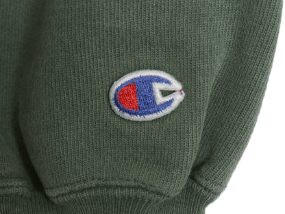 90s USA製 ★ チャンピオン リバースウィーブ スウェット メンズ XL 程 古着 オールド トレーナー ワンポイント 目付き ヘビーウェイト 緑