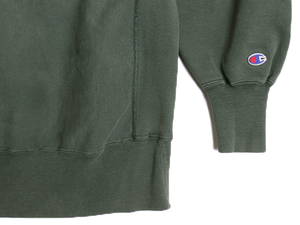 90s USA製 ★ チャンピオン リバースウィーブ スウェット メンズ XL 程 古着 オールド トレーナー ワンポイント 目付き ヘビーウェイト 緑