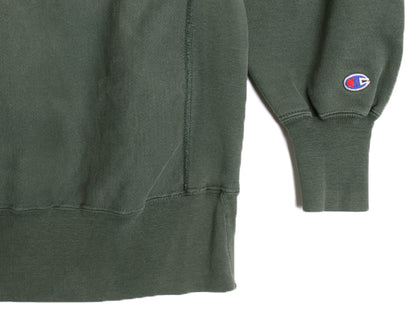 90s USA製 ★ チャンピオン リバースウィーブ スウェット メンズ XL 程 古着 オールド トレーナー ワンポイント 目付き ヘビーウェイト 緑