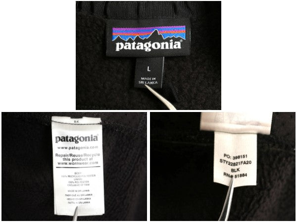 パタゴニア レトロ パイル ベスト メンズ L 古着 20年製 フリース フルジップ アウトドア 重ね着 前開き ハイネック ワンポイント ブラック