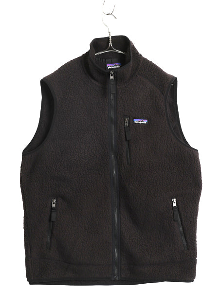 パタゴニア レトロ パイル ベスト メンズ L 古着 20年製 フリース フルジップ アウトドア 重ね着 前開き ハイネック ワンポイント ブラック