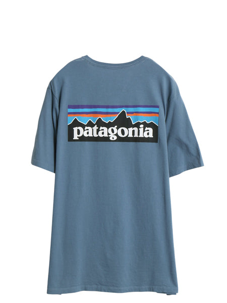 パタゴニア 両面 プリント 半袖 Tシャツ メンズ M / アウトドア P6 ボックスロゴ バックプリント フィッツロイ カットソー シンプル ブルー