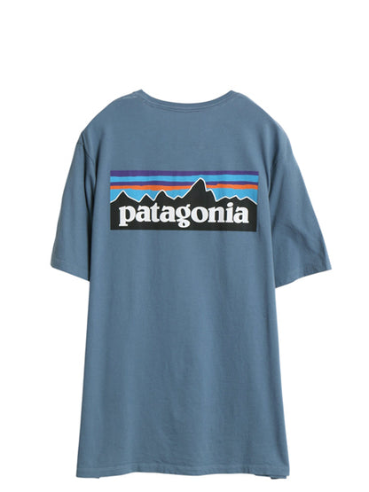 パタゴニア 両面 プリント 半袖 Tシャツ メンズ M / アウトドア P6 ボックスロゴ バックプリント フィッツロイ カットソー シンプル ブルー
