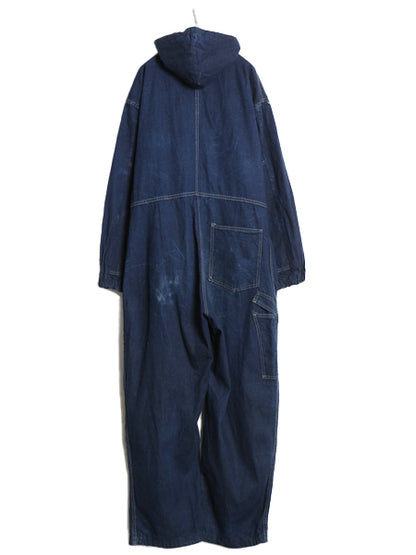 70s USA製 ★ SETLOW デニム オールインワン 48 メンズ XL ヴィンテージ US NAVY 月桂樹 ミリタリー ワーク ツナギ ダブルニー パンツ 濃紺
