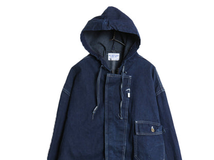 70s USA製 ★ SETLOW デニム オールインワン 48 メンズ XL ヴィンテージ US NAVY 月桂樹 ミリタリー ワーク ツナギ ダブルニー パンツ 濃紺