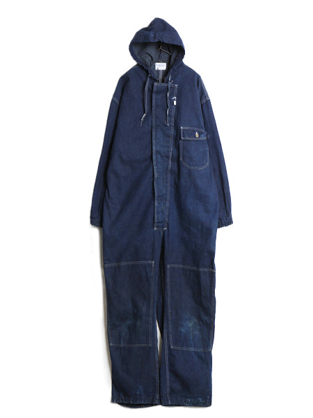70s USA製 ★ SETLOW デニム オールインワン 48 メンズ XL ヴィンテージ US NAVY 月桂樹 ミリタリー ワーク ツナギ ダブルニー パンツ 濃紺