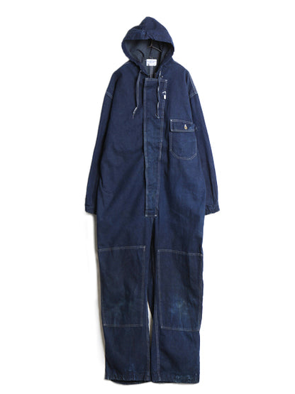 70s USA製 ★ SETLOW デニム オールインワン 48 メンズ XL ヴィンテージ US NAVY 月桂樹 ミリタリー ワーク ツナギ ダブルニー パンツ 濃紺