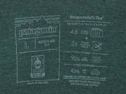 パタゴニア 両面 プリント 半袖 Tシャツ メンズ L / アウトドア P6 バックプリント ボックスロゴ カットソー シンプル トップス グリーン 