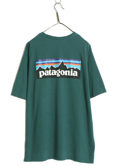 パタゴニア 両面 プリント 半袖 Tシャツ メンズ L / アウトドア P6 バックプリント ボックスロゴ カットソー シンプル トップス グリーン 