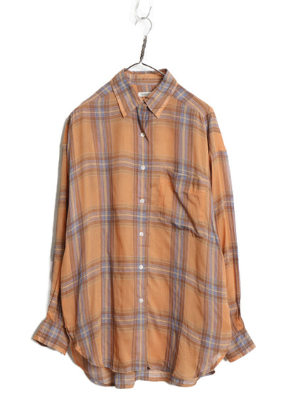 デッドストック 80s バナナリパブリック チェック シースルー 長袖 シャツ レディース M 新品 ヴィンテージ 旧タグ レーヨン リネン 透け感
