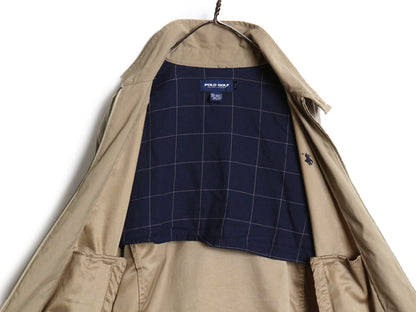 90s ポロゴルフ ラルフローレン スイングトップ ジャケット メンズ M 古着 オールド ポロ スムース 素材 ブルゾン フルジップ ワンポイント