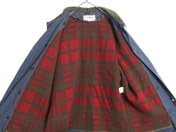80s USA製 エルエルビーン ダック ハンティング ジャケット メンズ L ヴィンテージ カバーオール フィールド コート 脱着 ライナー付き 紺