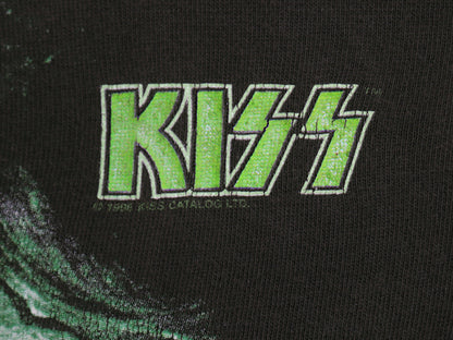90s ★ キッス 蓄光 プリント Tシャツ メンズ L 程/ オールド 当時物 フォト イラスト バンド ロック オフィシャル 半袖Tシャツ ブラック