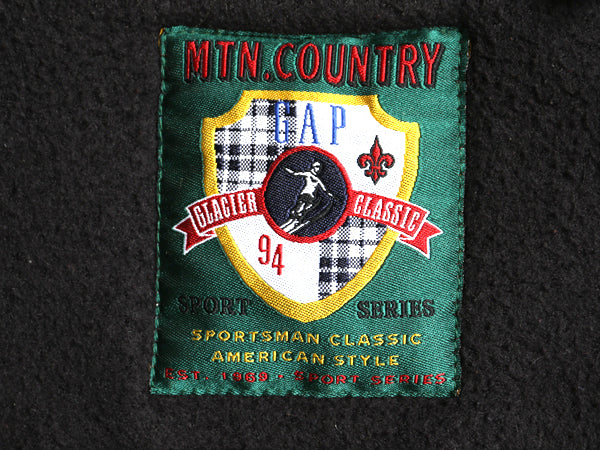 90s GAP MNT COUNTRY 中綿 キルティング ベスト メンズ S オールド アウトドア スポーツ チェック フルジップ 裏 フリース 重ね着 前開き 