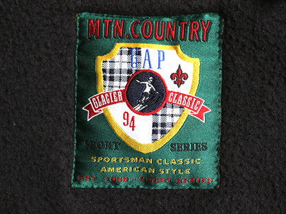 90s GAP MNT COUNTRY 中綿 キルティング ベスト メンズ S オールド アウトドア スポーツ チェック フルジップ 裏 フリース 重ね着 前開き 