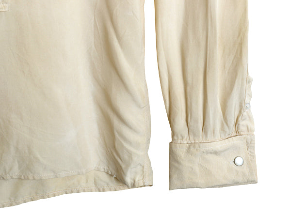 30s 40s ★ Charles Dillon プリーツ シャツ メンズ L 程/ 古着 ヴィンテージ プリ―テッド 長袖シャツ ドレス タキシード シルク ベージュ