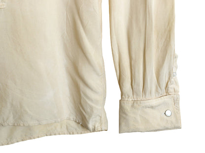 30s 40s ★ Charles Dillon プリーツ シャツ メンズ L 程/ 古着 ヴィンテージ プリ―テッド 長袖シャツ ドレス タキシード シルク ベージュ