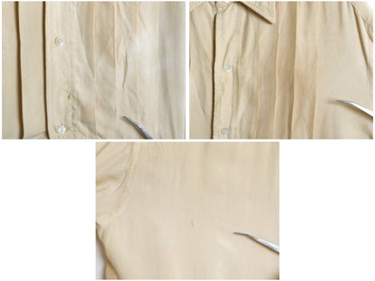 30s 40s ★ Charles Dillon プリーツ シャツ メンズ L 程/ 古着 ヴィンテージ プリ―テッド 長袖シャツ ドレス タキシード シルク ベージュ