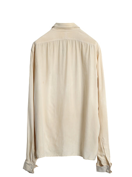 30s 40s ★ Charles Dillon プリーツ シャツ メンズ L 程/ 古着 ヴィンテージ プリ―テッド 長袖シャツ ドレス タキシード シルク ベージュ