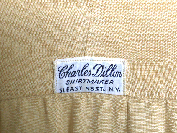 30s 40s ★ Charles Dillon プリーツ シャツ メンズ L 程/ 古着 ヴィンテージ プリ―テッド 長袖シャツ ドレス タキシード シルク ベージュ