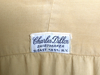 30s 40s ★ Charles Dillon プリーツ シャツ メンズ L 程/ 古着 ヴィンテージ プリ―テッド 長袖シャツ ドレス タキシード シルク ベージュ