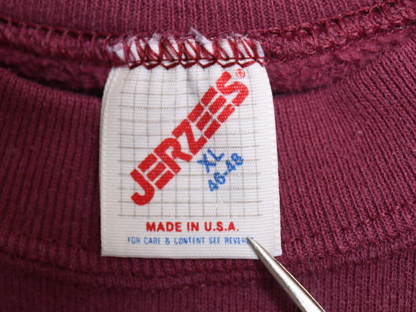80s USA製 ジャージーズ 無地 スウェット XL 小さめ メンズ M レディース L / ヴィンテージ ブランク トレーナー シンプル 裏起毛 エンジ