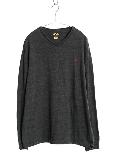 ポロ ラルフローレン Vネック 長袖 Tシャツ メンズ L ロンT ロングスリーブ コットン ワンポイント カットソー インナー シンプル ゆったり