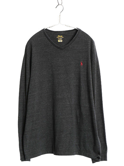 ポロ ラルフローレン Vネック 長袖 Tシャツ メンズ L ロンT ロングスリーブ コットン ワンポイント カットソー インナー シンプル ゆったり
