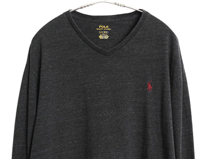 ポロ ラルフローレン Vネック 長袖 Tシャツ メンズ L ロンT ロングスリーブ コットン ワンポイント カットソー インナー シンプル ゆったり