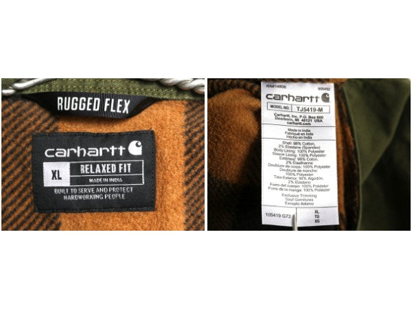 US企画 カーハート コットン キャンバス シャツ ジャケット メンズ XL 古着 フリース ライナー付き ストレッチ ワーク 大きいサイズ カーキ